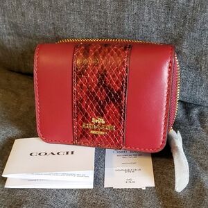 Coach Red and Snake Print Leather Wallet NEW with Tags